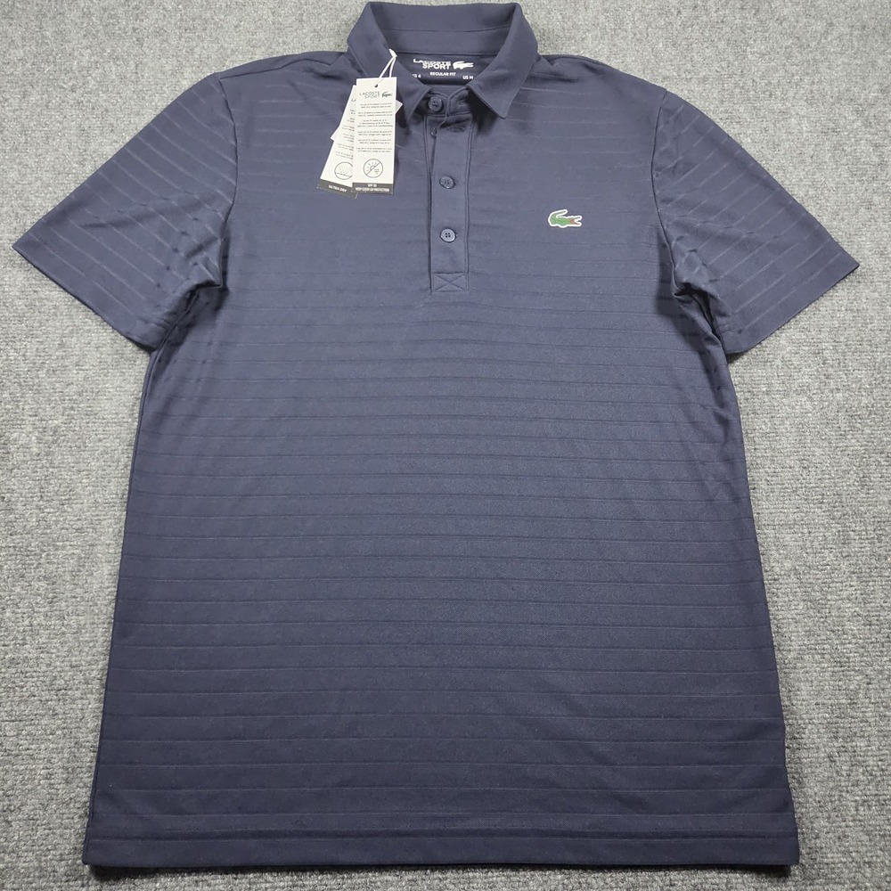 Lacoste Sport DH6844 Men's Sz M Marine Blue Regular Fit S/S Polo Shirt NEW